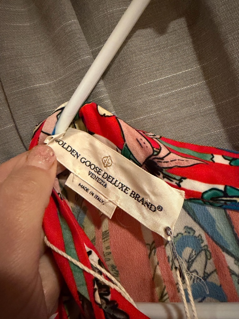 NWT Golden Goose Red Floral Stripe Ruffle Dress Size Extra Small - Picture 6 of 14